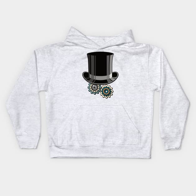 Victorian Mechanical Top Hat (Steampunk) Kids Hoodie by dkdesigns27